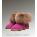 Belle Ugg-229 Mini fourrure de renard Rose Bottes