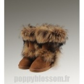 Bottes New Style Ugg-236 court en fourrure de renard de chataigne