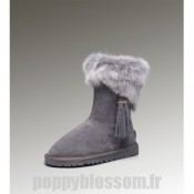 Bottes Ugg Mode-198 court en fourrure de renard gris