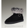 Bottes Ugg abordable-226 Mini fourrure de renard noir