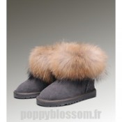 Bottes Ugg famille heureuse-224 Mini fourrure de renard gris