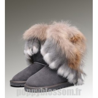 Bottes Ugg premier client-208 court en fourrure de renard gris