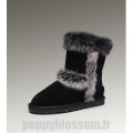 Bottes Ugg simple-045 court en fourrure de renard noir