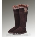 Cozy Ugg-221 bottes hautes de chocolat fourrure de renard