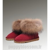 Flexible Ugg-192 Mini fourrure de renard bottes rouges