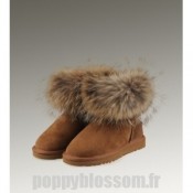 Les tendances de style Ugg-187 Mini fourrure de renard Chataigne Bottes