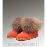 Mode Site Ugg-239 Mini fourrure de renard orange Bottes