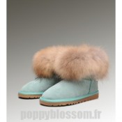 Ugg-189 Mini fourrure de renard Emerald Bottes