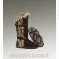 Ugg-211 bottes hautes de chocolat fourrure de renard