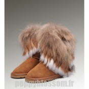 Ugg-225 court en fourrure de renard Chataigne Bottes